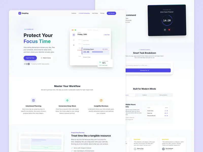 DeepDay — High-Performance SaaS Landing Page Template