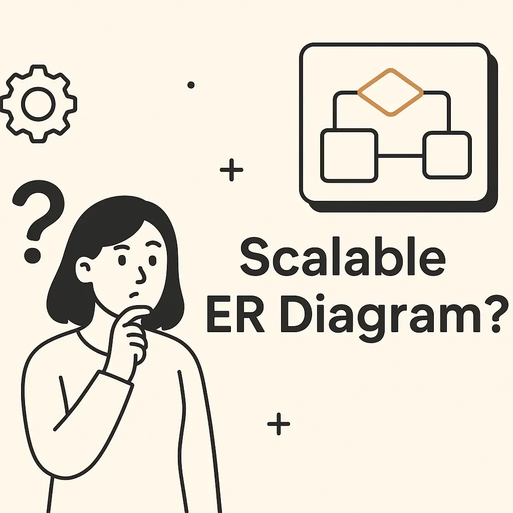 Diagram ERD database yang skalabel menunjukkan tabel-tabel yang terhubung dengan relasi yang efisien untuk pengembangan sistem yang mudah dipelihara